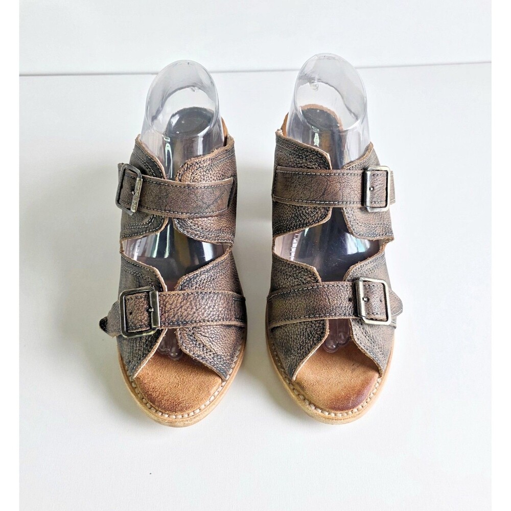 FREEBIRD Caprice Sandals Brown Distressed Leather Women's Sz 10 Heeled Mule - Picture 3 of 13